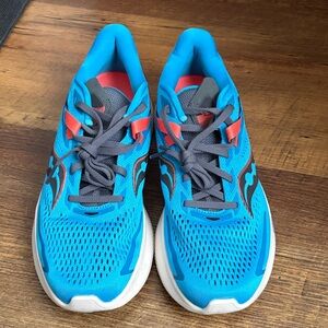 Saucony Vibrant Blue, Coral and Gray Running Shoes